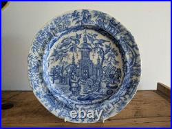 Early 19th Century Chinoiserie Blue & White Printed Plate Rare Antique Warrior