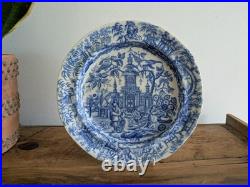 Early 19th Century Chinoiserie Blue & White Printed Plate Rare Antique Warrior