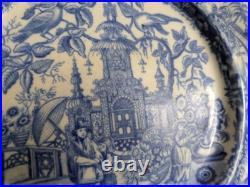 Early 19th Century Chinoiserie Blue & White Printed Plate Rare Antique Warrior