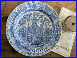 Early 19th Century Chinoiserie Blue & White Printed Plate Rare Antique Warrior
