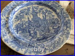 Early 19th Century Chinoiserie Blue & White Printed Plate Rare Antique Warrior