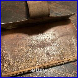 Early 19th Century Man's Leather Wallet Rare Marked Holdey Mass Maker John Crosb
