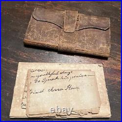 Early 19th Century Man's Leather Wallet Rare Marked Holdey Mass Maker John Crosb