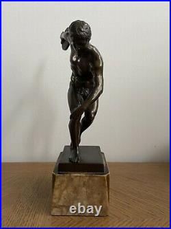 Early 20thC Grand Tour style Bronze Discobolus of Myron Sculpture Antique Rare
