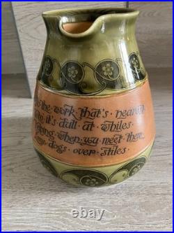 Early 20th C. Rare 8 Art Nouveau Royal Doulton Motto Stoneware Jug