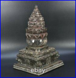 Early 20th C Tibet Crystal Antique Buddhist Stupa Tibetan Rare Shrine Decoration