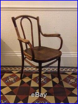 Early 20th Century Thonet Bentwood Armchair Rare Model Embossed Seat Desk Chair