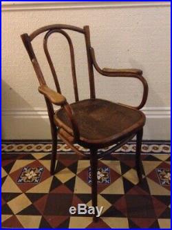 Early 20th Century Thonet Bentwood Armchair Rare Model Embossed Seat Desk Chair