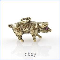 Early 20th century 18ct gold pig charm / pendant, antique, ruby eyes, rare