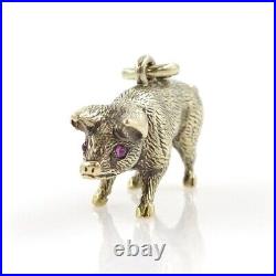 Early 20th century 18ct gold pig charm / pendant, antique, ruby eyes, rare