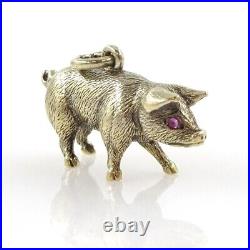 Early 20th century 18ct gold pig charm / pendant, antique, ruby eyes, rare