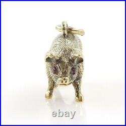 Early 20th century 18ct gold pig charm / pendant, antique, ruby eyes, rare