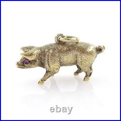 Early 20th century 18ct gold pig charm / pendant, antique, ruby eyes, rare