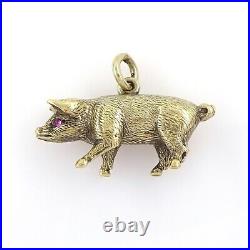 Early 20th century 18ct gold pig charm / pendant, antique, ruby eyes, rare