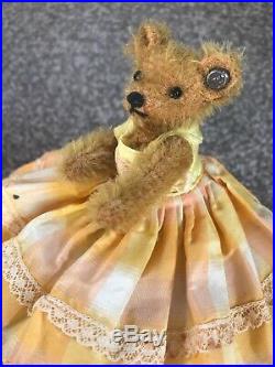 Early Antique 1909 Steiff Bear (miniature) FF Button RARE & ADORABLE Bead Eyes