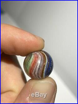 Early Antique 5/8 German Amazing Multi Color Onion Skin Lutz Marble Rare NM+