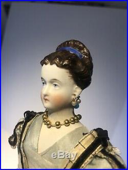 Early Antique 8 German Parian Dark Hair Parian Doll All Original Rare Hairdo NM