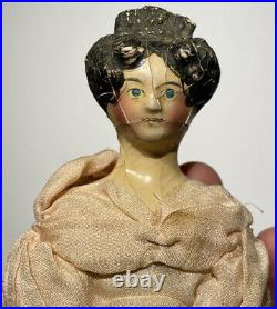 Early Antique 9 1/2 Paper Mache Milliners Model Doll Rare Tucked Comb Hairdo
