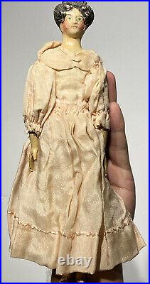 Early Antique 9 1/2 Paper Mache Milliners Model Doll Rare Tucked Comb Hairdo