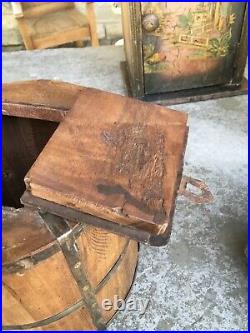 Early Antique Aafa Primitive Wooden Tea Lock Box Caddy Boston Massachusetts Rare