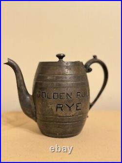 Early Antique Golden Rule Rye Advertising Teapot Whiskey Beer 1900's RARE Liquor