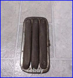 Early Antique Leather And Metal 6 Place Cigar Holder Travel Case RARE