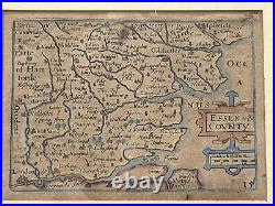 Early Antique Map Essex County Hand Coloured 17th Or 18th Century Rare