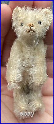 Early Antique Miniature Steiff 1909 Jointed 3 1/2White Bear Early Rare Example