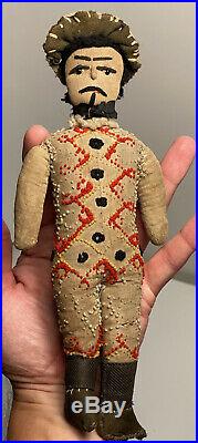 Early Antique Rare 9 German Cloth Worsted Doll by Emil Wittzack Old Patina