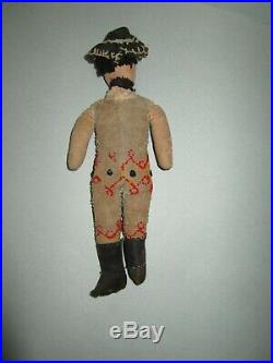 Early Antique Rare 9 German Cloth Worsted Doll by Emil Wittzack Old Patina