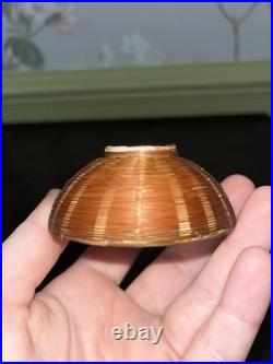 Early Antique Rare Geisha Handless Cup / Bowl Enclosed in Bamboo Basket Weave
