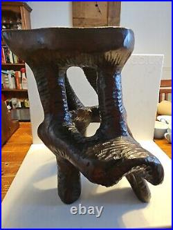 Early Antique Vintage Carved Wood Stool Chair Table African Tribal Art Rare