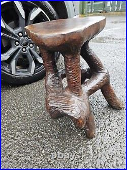 Early Antique Vintage Carved Wood Stool Chair Table African Tribal Art Rare
