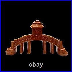 Early Carlton Ware Spill Holder Chinese Bridge Design Lustre Orange Rare Ex Cdtn