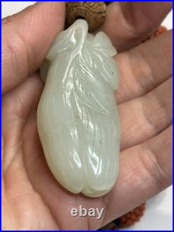 Early Chinese Coral & Carved White Jade Necklace With Hediao Beads Rare Antique