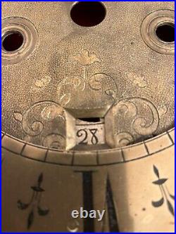 Early Clock Arched Dial Moonphase Lunar Calendar Painted Grandfather Rare