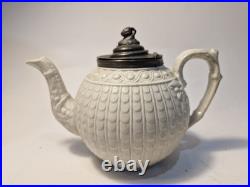 Early Copeland salt glazed Teapot with Pewter lid, Rare