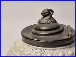 Early Copeland salt glazed Teapot with Pewter lid, Rare