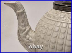 Early Copeland salt glazed Teapot with Pewter lid, Rare
