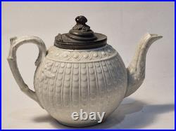 Early Copeland salt glazed Teapot with Pewter lid, Rare