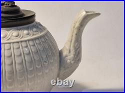 Early Copeland salt glazed Teapot with Pewter lid, Rare