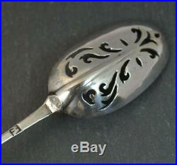Early Georgian Period Rare Solid Silver Mote Spoon c1770
