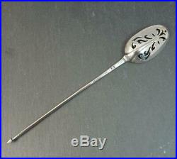 Early Georgian Period Rare Solid Silver Mote Spoon c1770