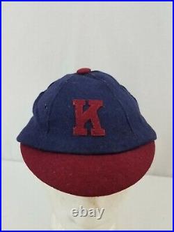 Early Kansas Jayhawks Cap Hat antique KU vintage sewn felt wool rare