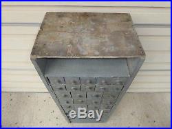 Early Old Gray Paint Rare Apothecary Chest Standing Cupboard With Shelves