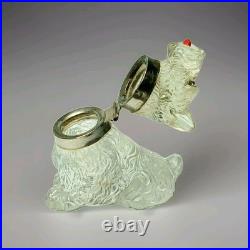 Early Original Antique Rare Czechoslovakian Glass Scottie Dog Terrier Inkwell