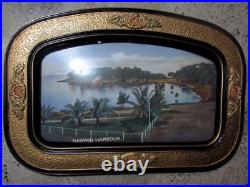 Early Original Rare Antique Domed Glass Framed Print Of Darwin Harbour Art Deco