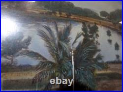Early Original Rare Antique Domed Glass Framed Print Of Darwin Harbour Art Deco