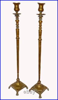 Early Original Rare Antique Federal Bronze Tall 20 Candlesticks Early Original Rare Antique Federal Bronze Tall 20 Candlesticks