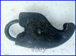 Early RARE ANTIQUE iron Rustic iron fish shape padlock lock with KEY